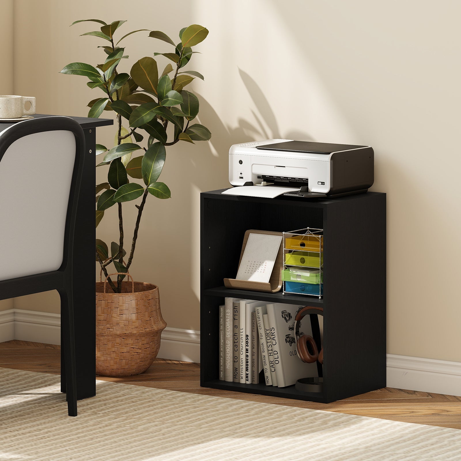 2-Cube Bookcase Set of 2 Floor Standing Open Bookshelf w/ 5-Position Adjustable Shelf