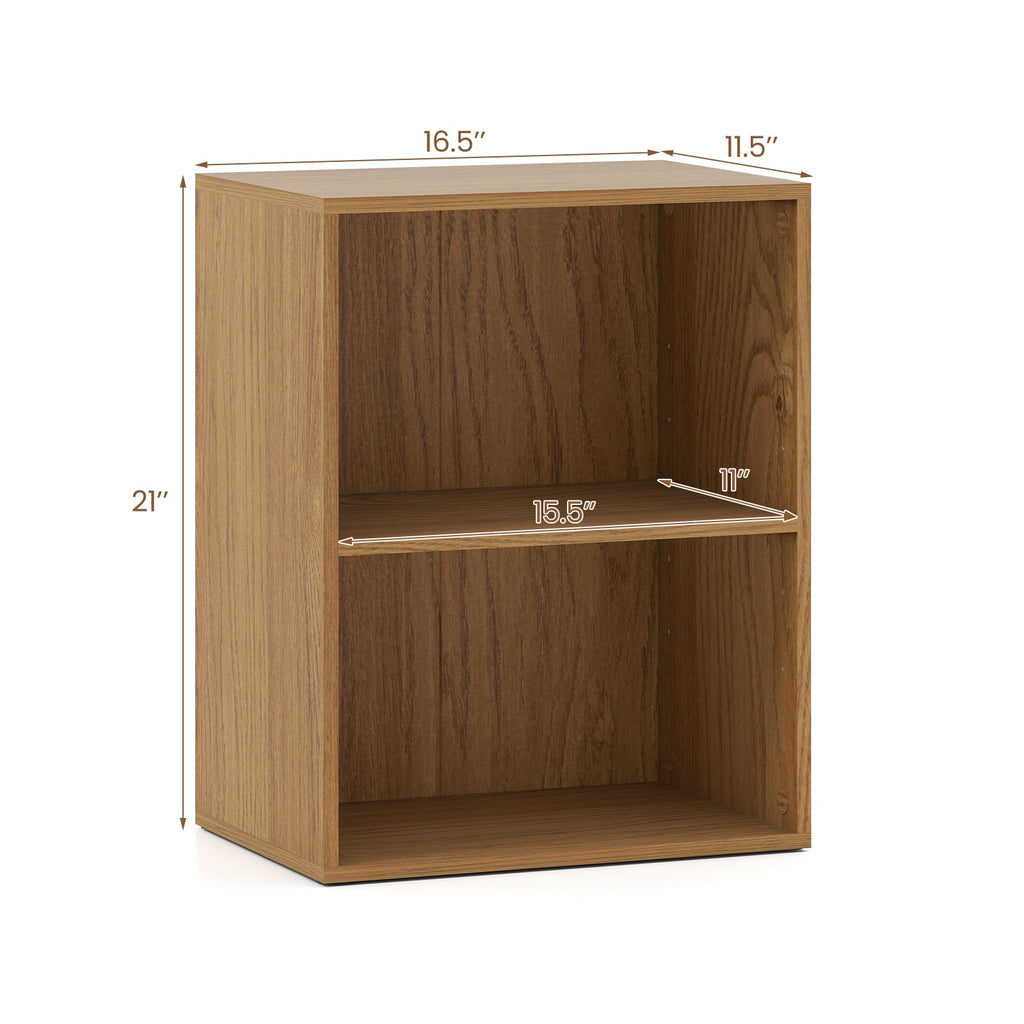 2-Cube Bookcase Set of 2 Floor Standing Open Bookshelf w/ 5-Position Adjustable Shelf