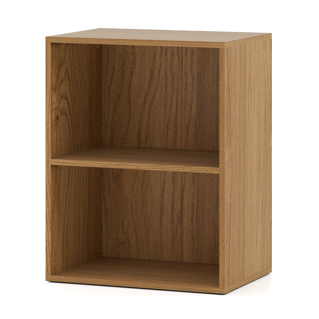 2-Cube Bookcase Set of 2 Floor Standing Open Bookshelf w/ 5-Position Adjustable Shelf