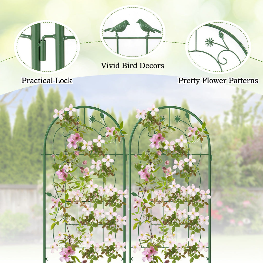2 Pack 71 x 20 Inch Metal Garden Trellis Rustproof Plant Support for Climbing Plants