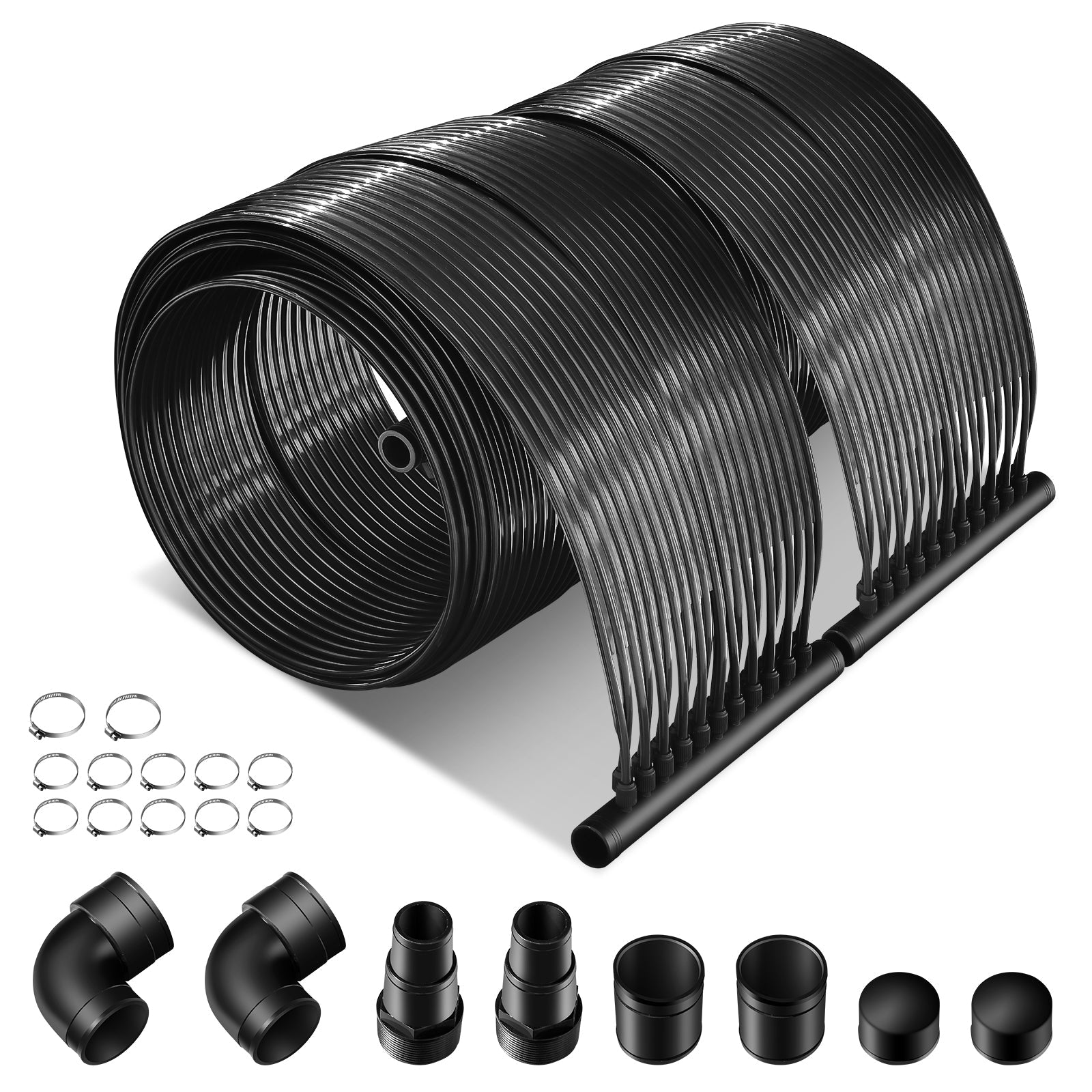 2 Pieces 10/16.4/20 Feet Weatherproof Solar Swimming Pool Heating System