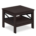 2-Tier Square Side Table with Storage Shelf and X-Frame for Bedroom Living Room