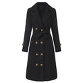 Casual Waist-cinching Long-length Elegant Womens Double-breasted Coat