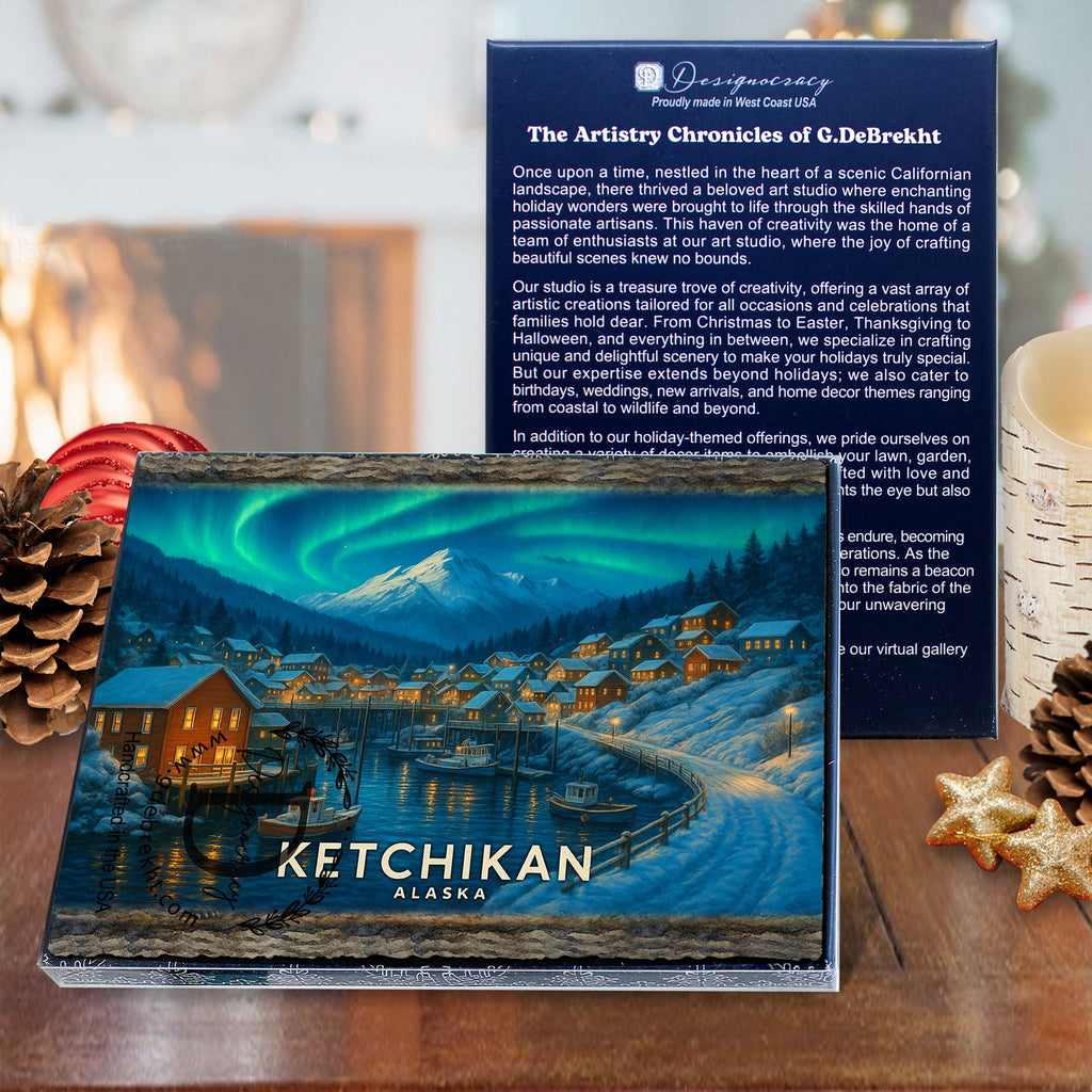 Northern Lights Over the Harbor Greeting Card by G. Debrekht - 97121GC