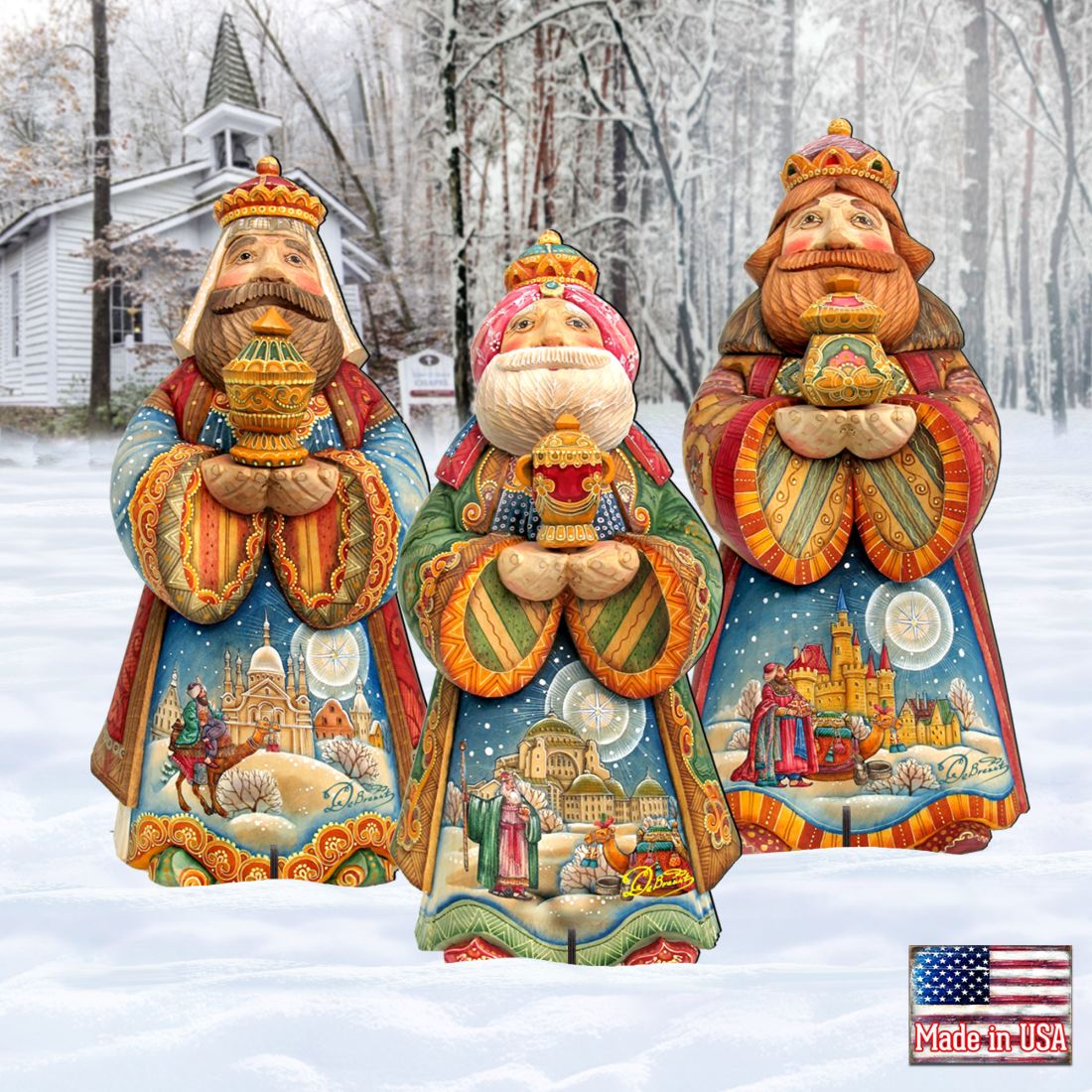 Three Kings Set Outdoor Nativity Set by G. DeBrekht - Nativity Holiday Decor - 8152653F-S3