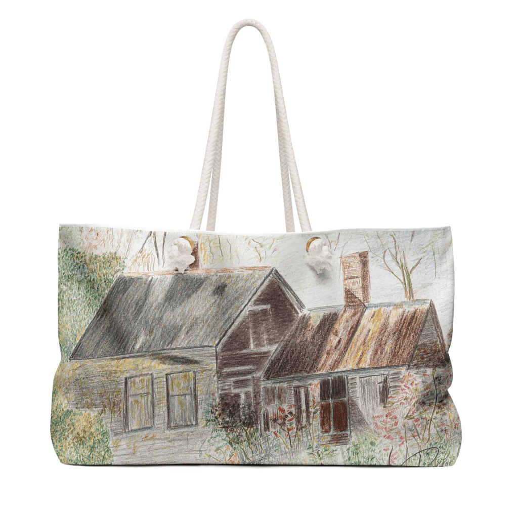 PimsArt Peaceful Countryside Cottage Weekender Bag From Original Drawing
