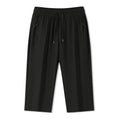 Solid Ice Silk Seven Length Casual Pants For Men Summer Cool Breathable Trousers 3 Zippered Pockets