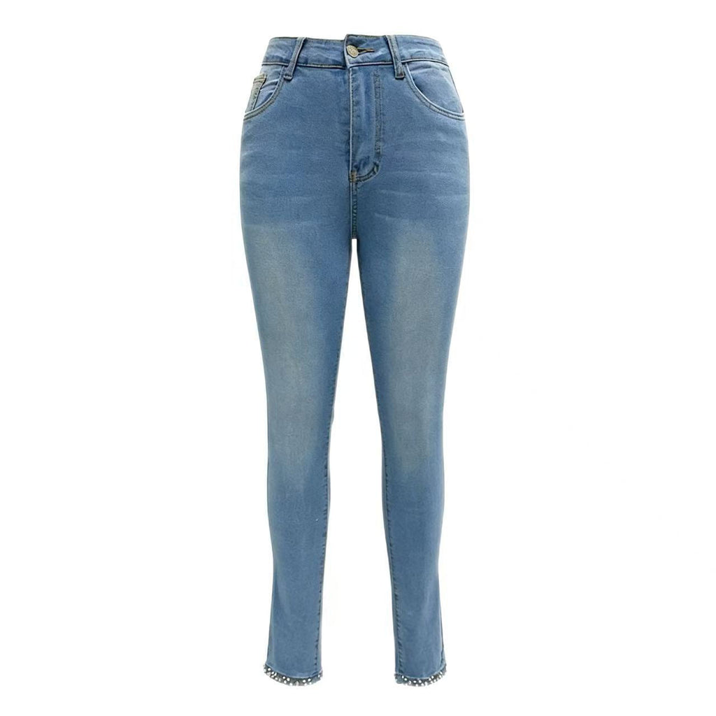 Jeweled Bow-Knot Stretchy Slimming High-Waisted Womens Jeans