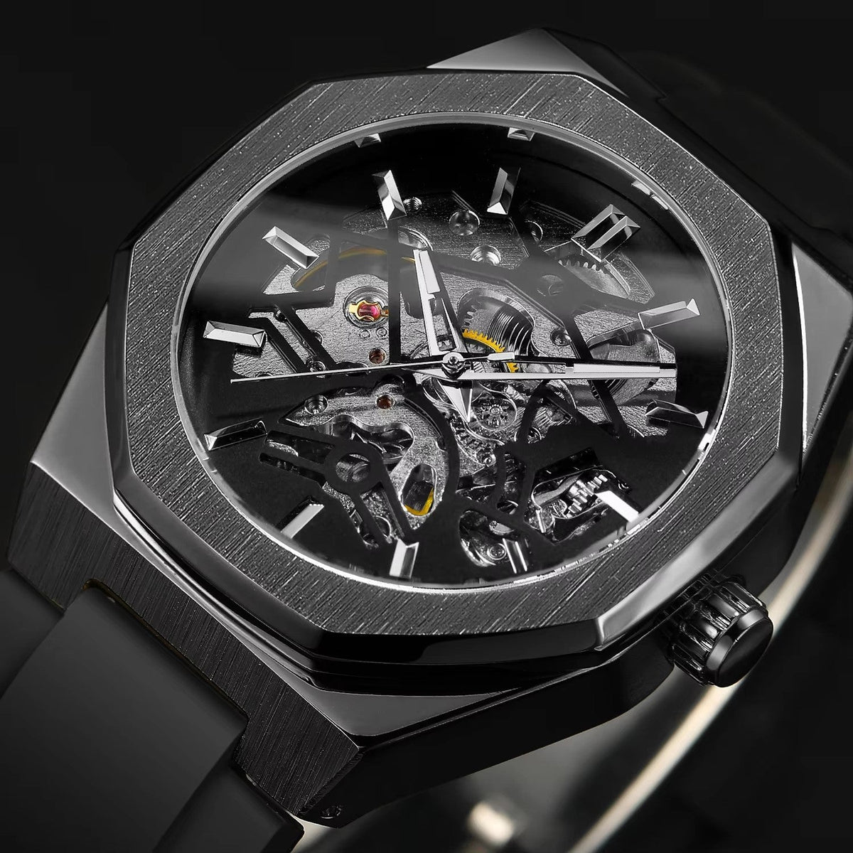 Automatic Mechanical Watch With A Rubber Strap