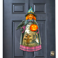 Halloween Witch Door Hanger – Handcrafted Wooden Door Decor by G. DeBrekht – 8652834H