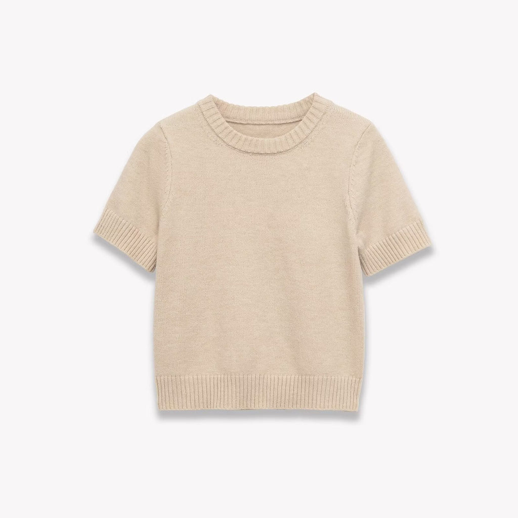 Womens Round-neck Simple Casual Knit Sweater