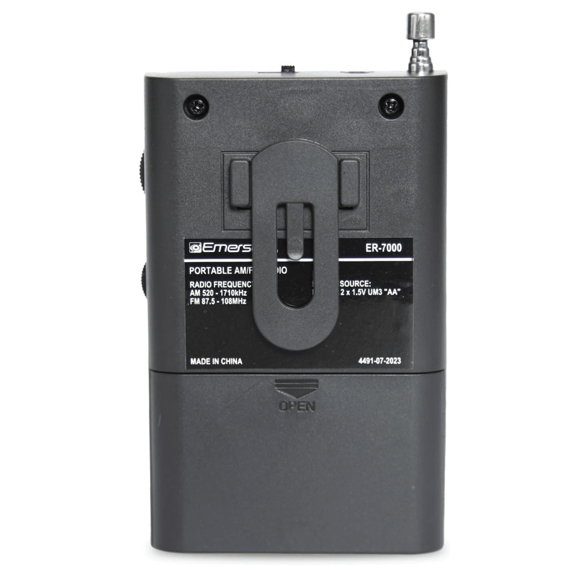 Emerson Portable AMFM Radio with Built-In Speaker and Easy Removable Belt Clip
