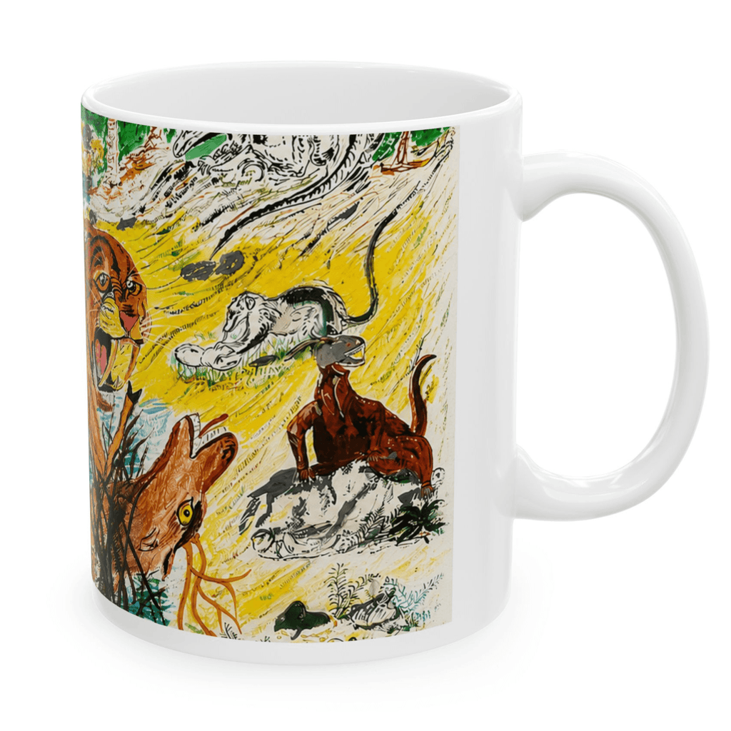 PimsArt Prehistoric Sabertooth Tiger Scene Mug From Original Painting