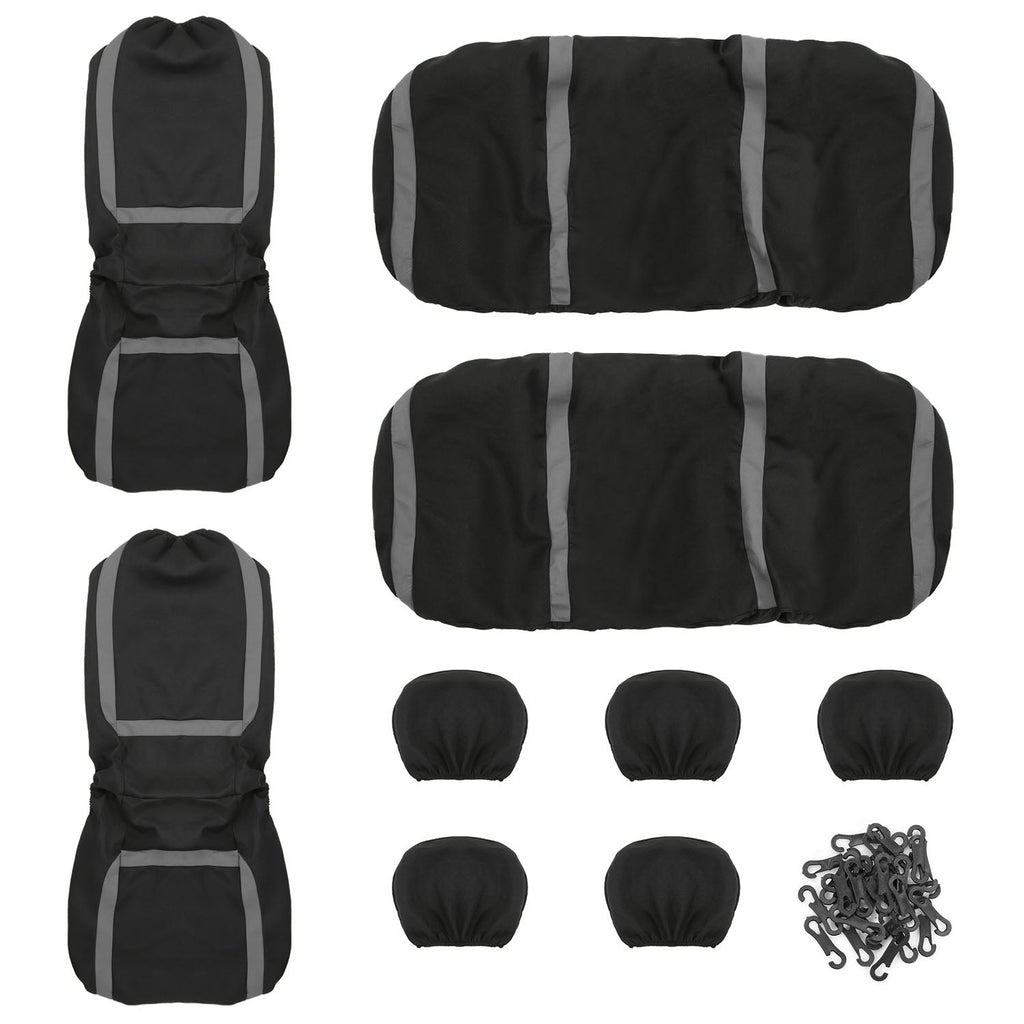 9Pcs Full Set Car Seat Covers For Auto Truck SUV Universal Front Rear Car Seats Headrest Protectors Split Bench Compatible