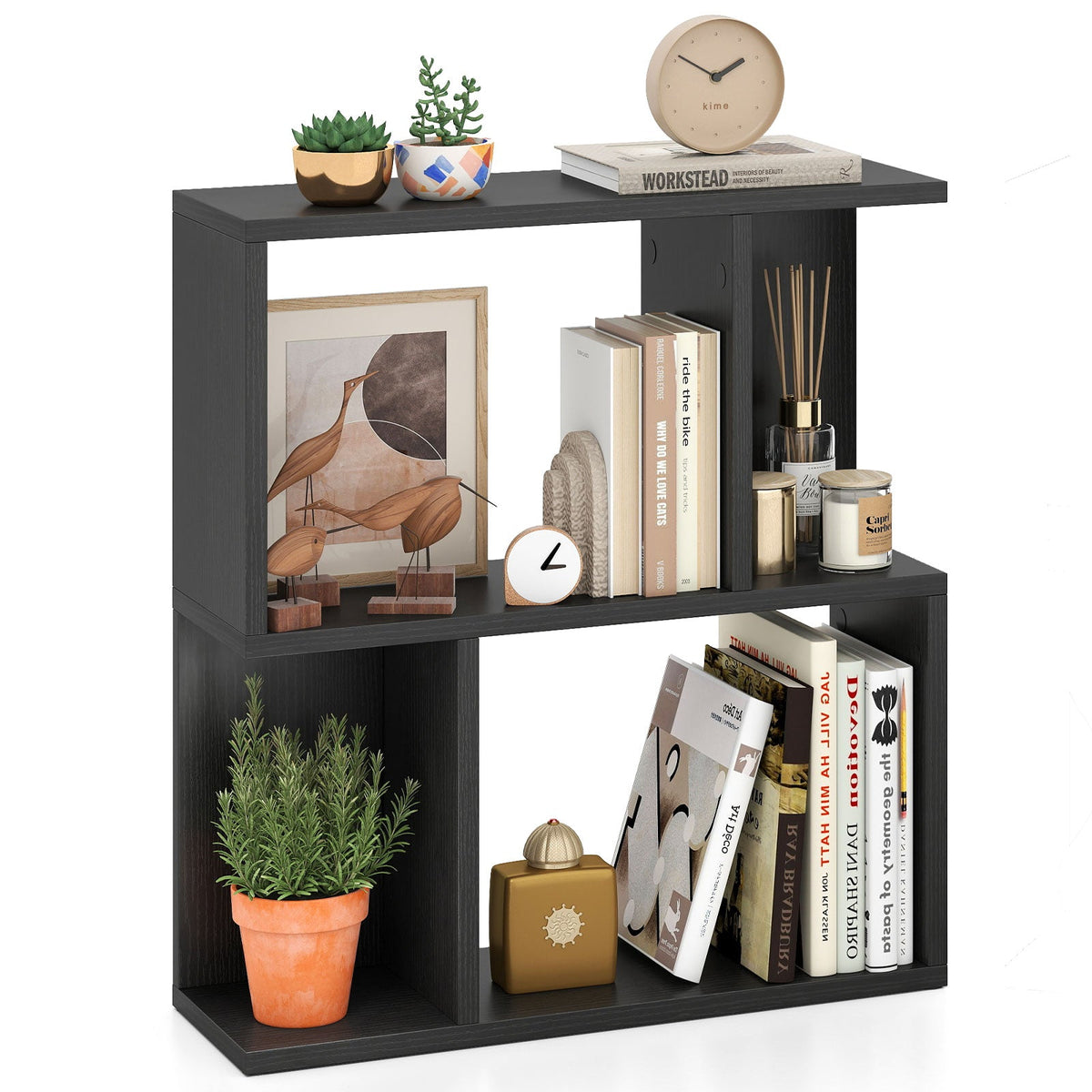 3-Tier Bookshelf with Display Shelf for Small Space