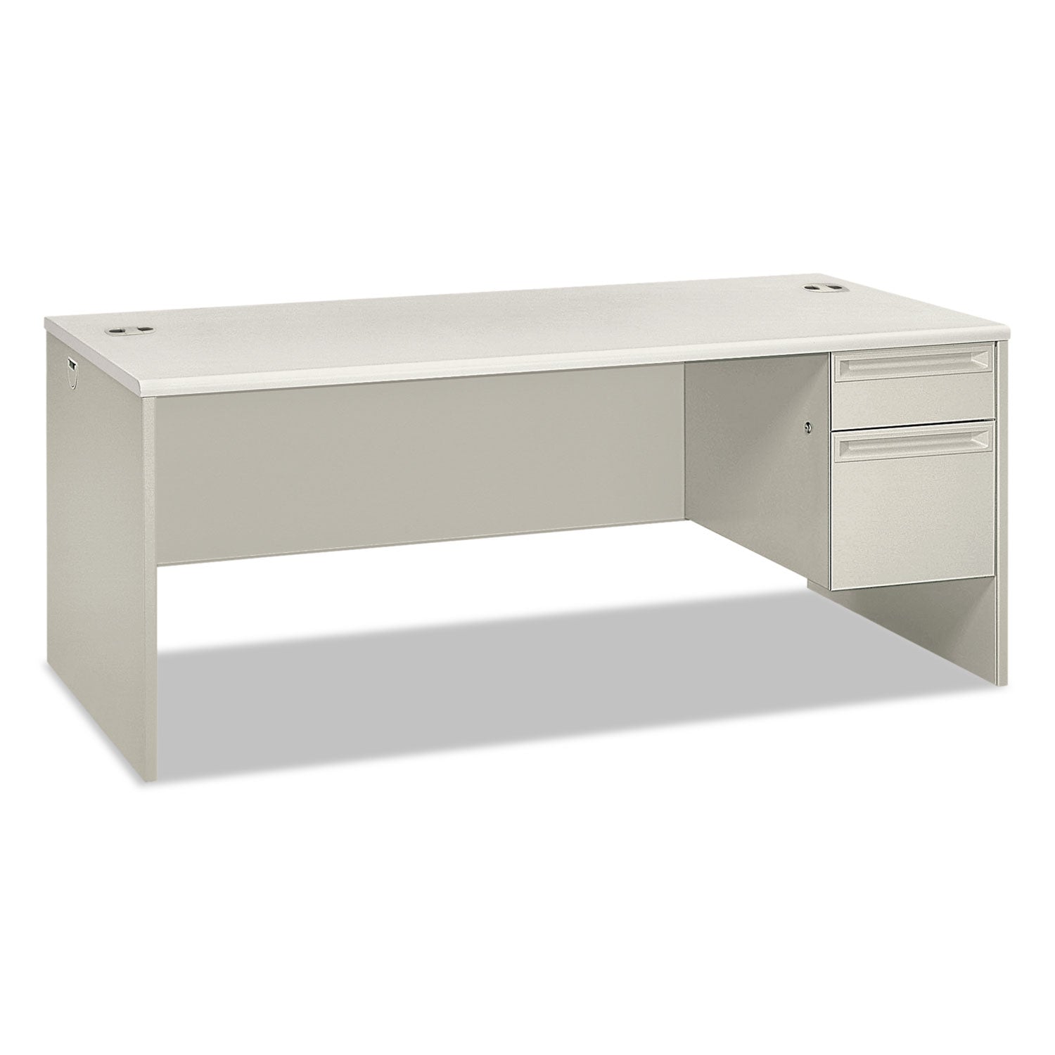 HON 38000 Series Right Pedestal Desk, 72" x 36" x 30", Light Gray/Silver