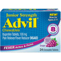 Advil Junior Strength Ibuprofen Fever Reducer Pain Reliever Grape Flavored 100Mg Chewable Tablets