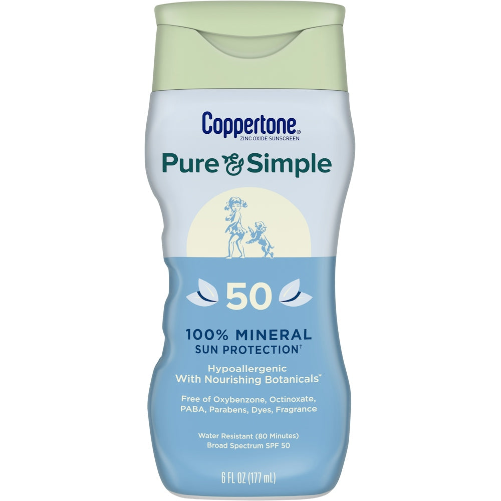 Coppertone Pure & Simple Mineral Sunscreen Lotion With Zinc Oxide - SPF 50 - 6 Fl Oz