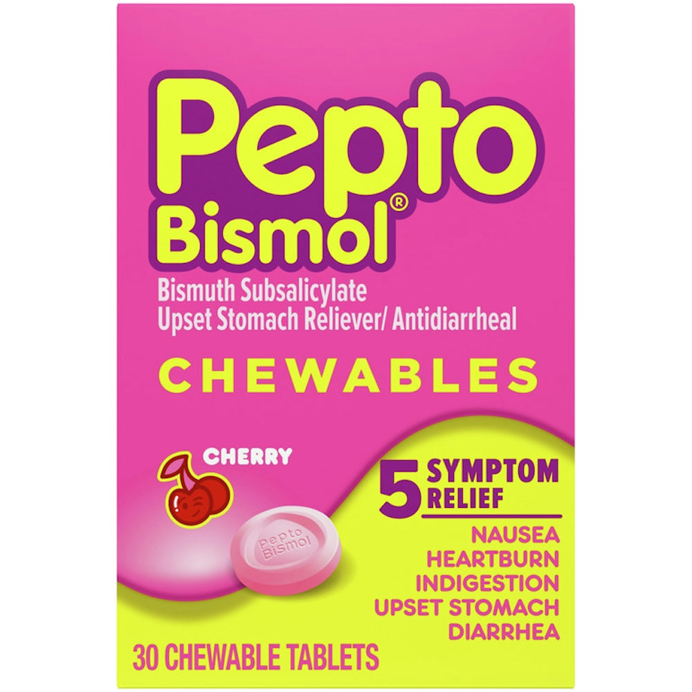 Pepto Bismol Upset Stomach Reliever/Antidiarrheal, Chewable Tablets, Cherry