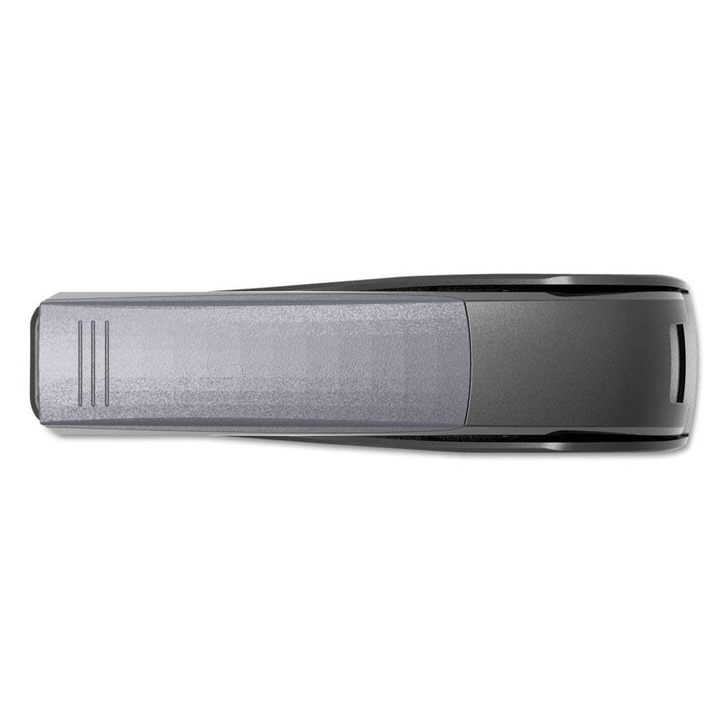 Universal Deluxe Power Assist Flat-Clinch Full Strip Stapler, 25-Sheet Capacity, Black/Gray