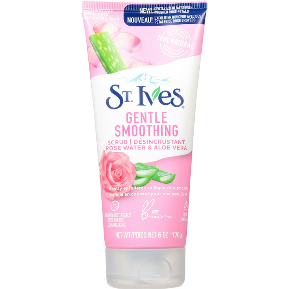 St. Ives Gentle Smoothing Face Scrub Rose Water & Aloe Vera, 6 Oz