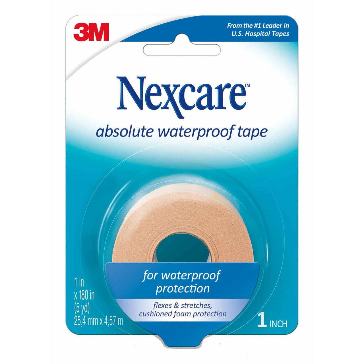 Nexcare Hospital Tape, Cushions, Absolute Waterproof, 1 Inch