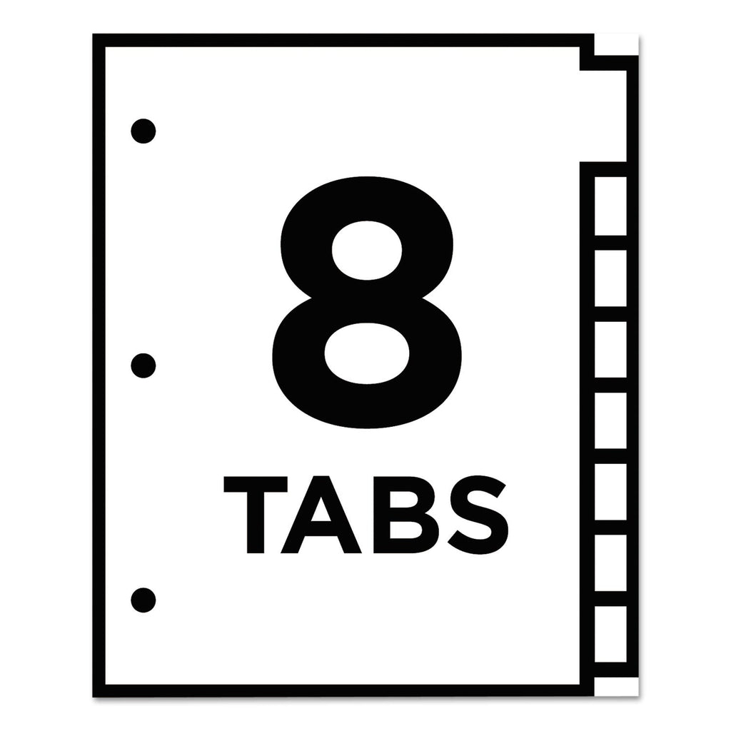 Office Essentials Table 'n Tabs Dividers, 8-Tab, 1 to 8, 11 x 8.5, White, White Tabs, 1 Set