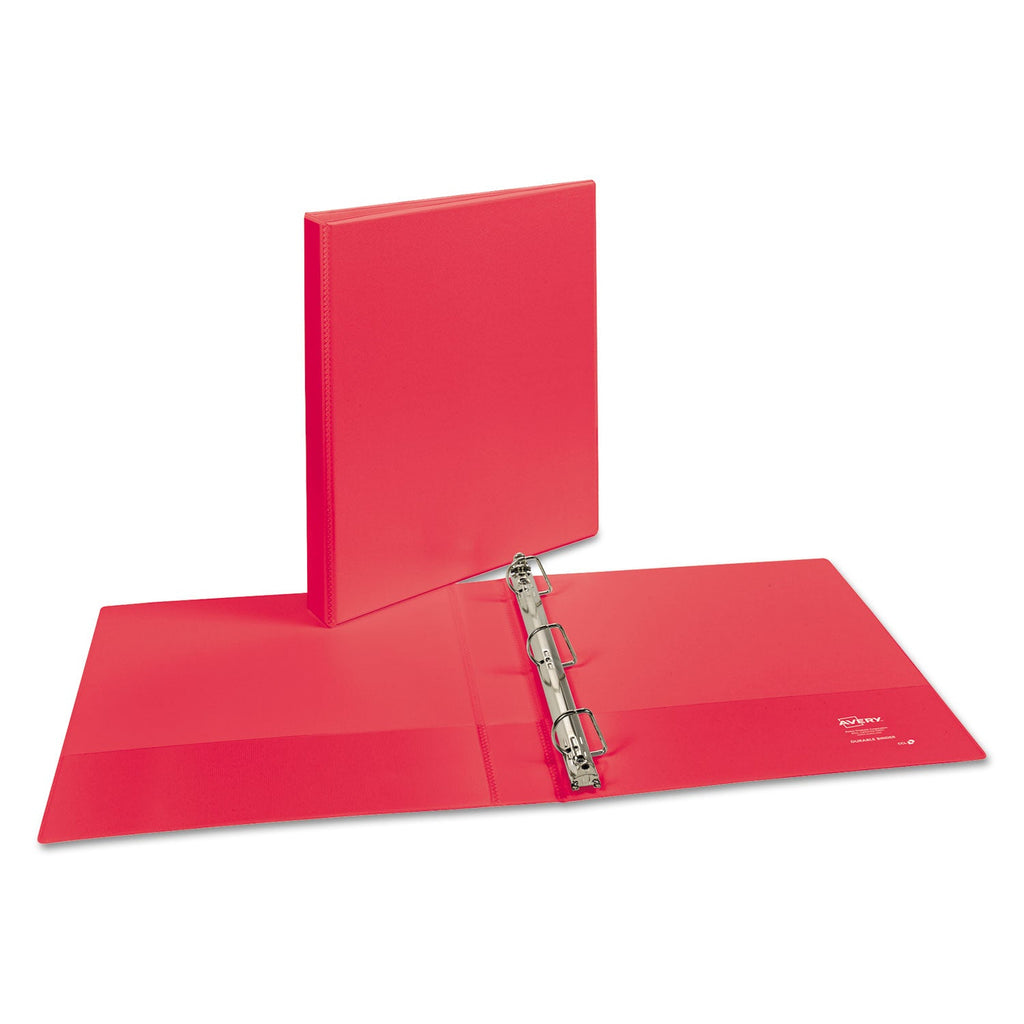 Avery Durable View Binder with DuraHinge and Slant Rings, 3 Rings, 1" Capacity, 11 x 8.5, Coral
