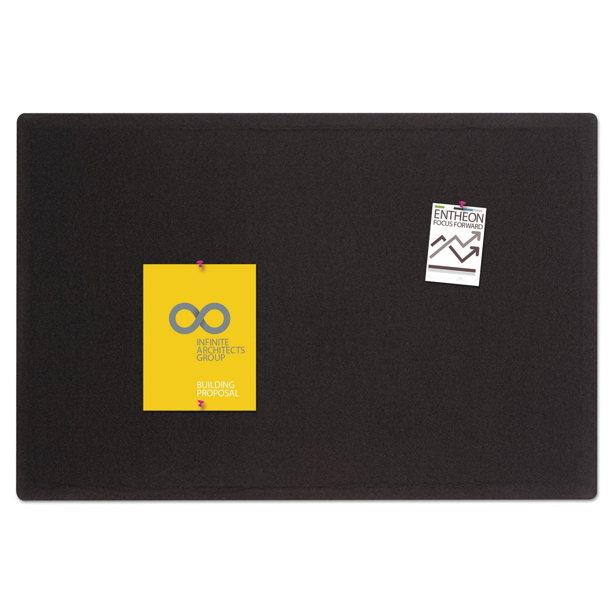 Quartet Oval Office Fabric Bulletin Board, 36 x 24, Black