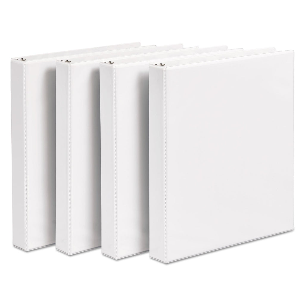 Avery Durable View Binder with DuraHinge and Slant Rings, 3 Rings, 1" Capacity, 11 x 8.5, White, 4/Pack
