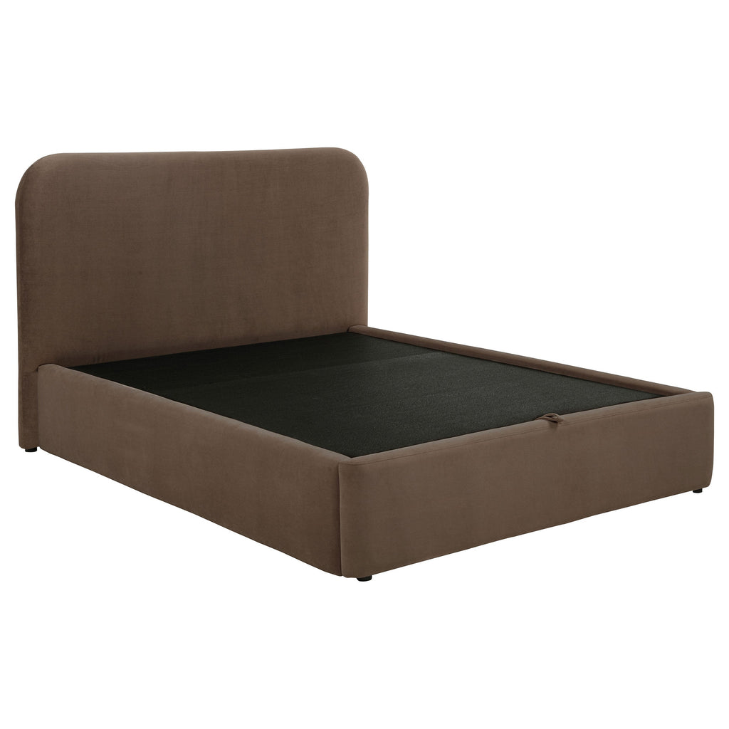 Anders Upholstered Queen Storage Lift Platform Bed Chocolate