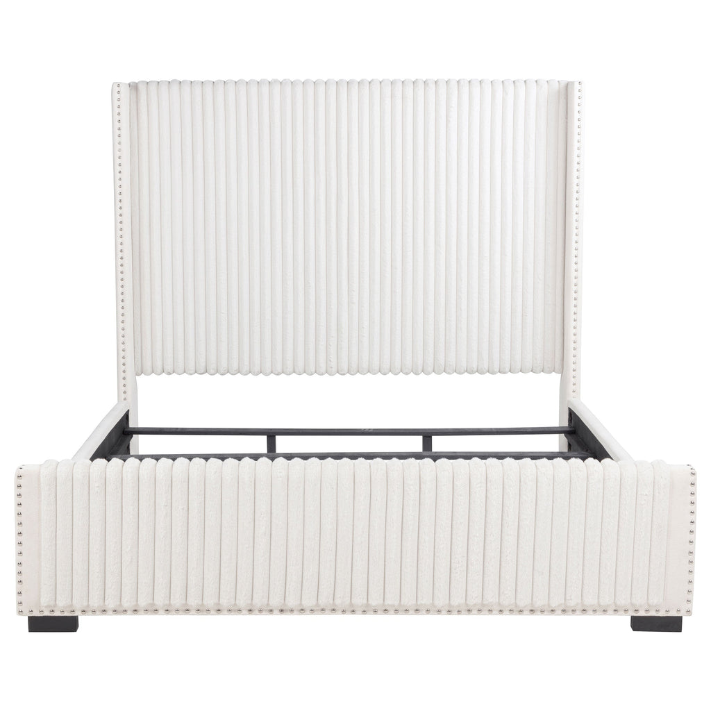 Natasha 65-inch Upholstered Eastern King Wingback Bed Cream