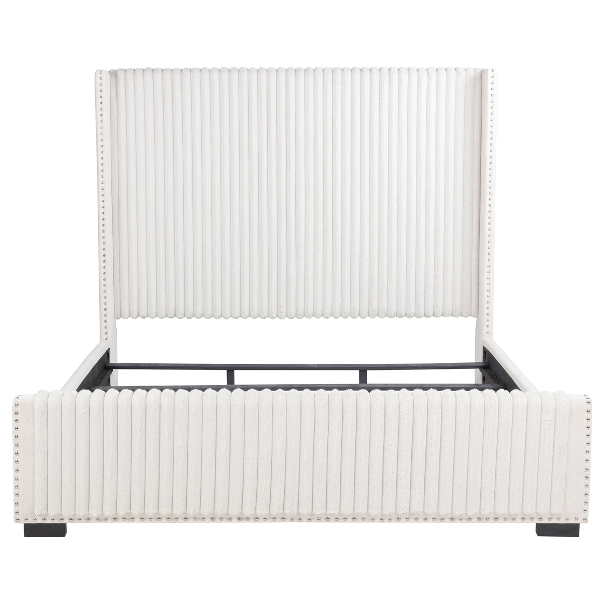 Natasha 65-inch Upholstered Eastern King Wingback Bed Cream