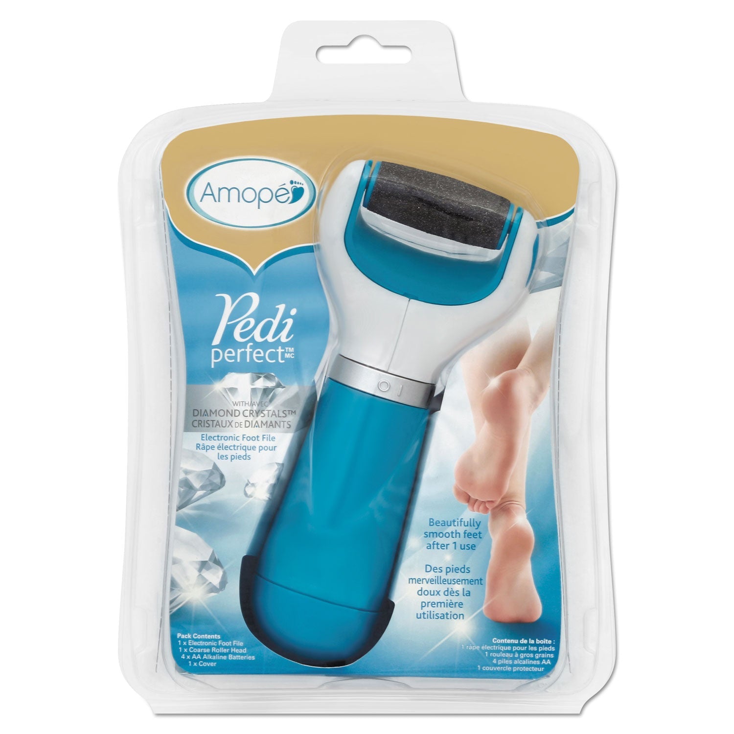 AMOPE Pedi Perfect Electronic Foot File, Blue/White
