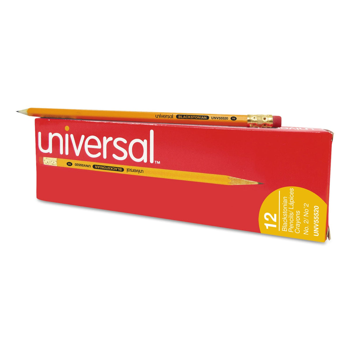 Universal Deluxe Blackstonian Pencil, HB (#2), Black Lead, Yellow Barrel, Dozen
