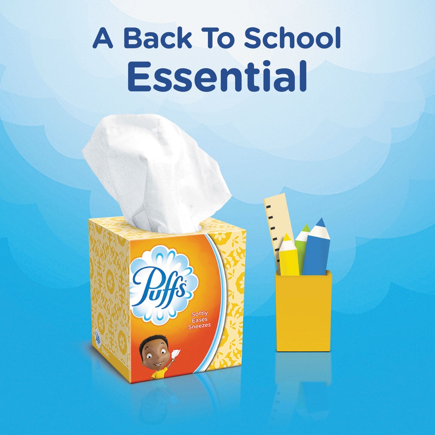 Puffs Facial Tissue, 2-Ply, White, 64 Sheets/Box