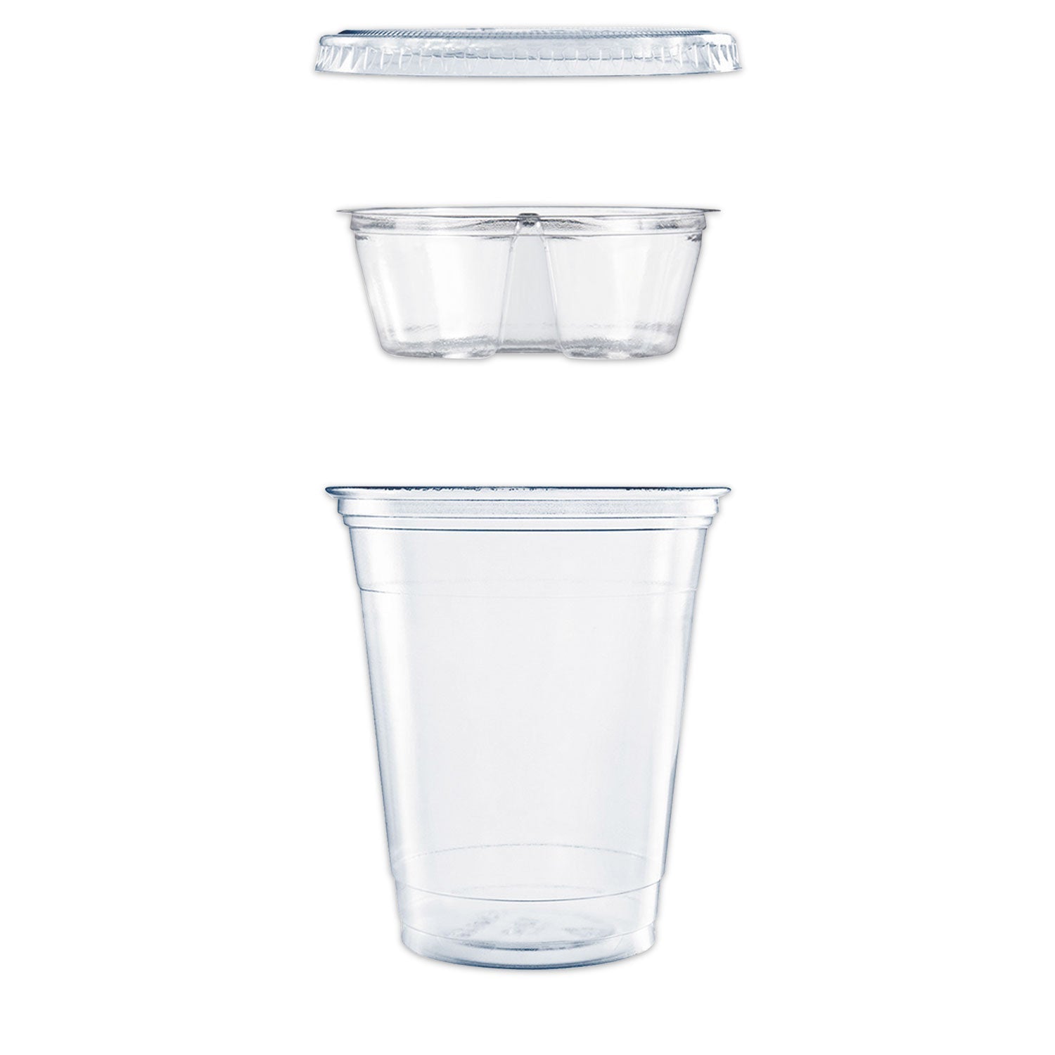 Dart Clear PET Cups with Single Compartment Insert, 12 oz, Clear, 500/Carton