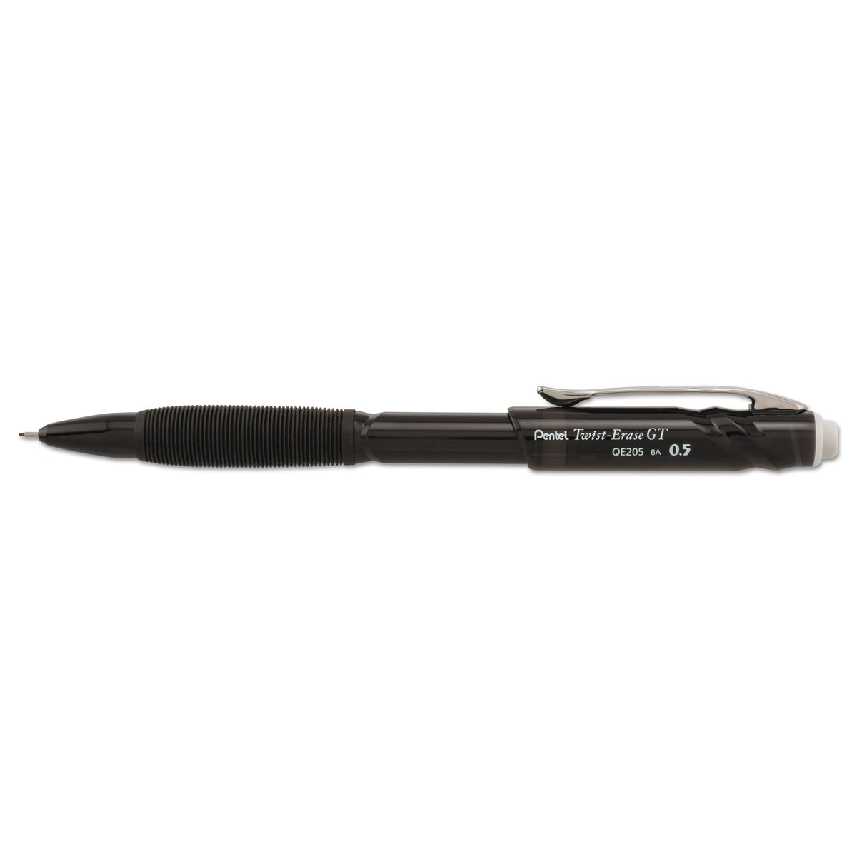 Pentel Twist-Erase GT Pencils, 0.5 mm, HB (#2.5), Black Lead, Black Barrel