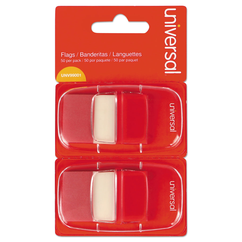 Universal Page Flags, Red, 50 Flags/Dispenser, 2 Dispensers/Pack