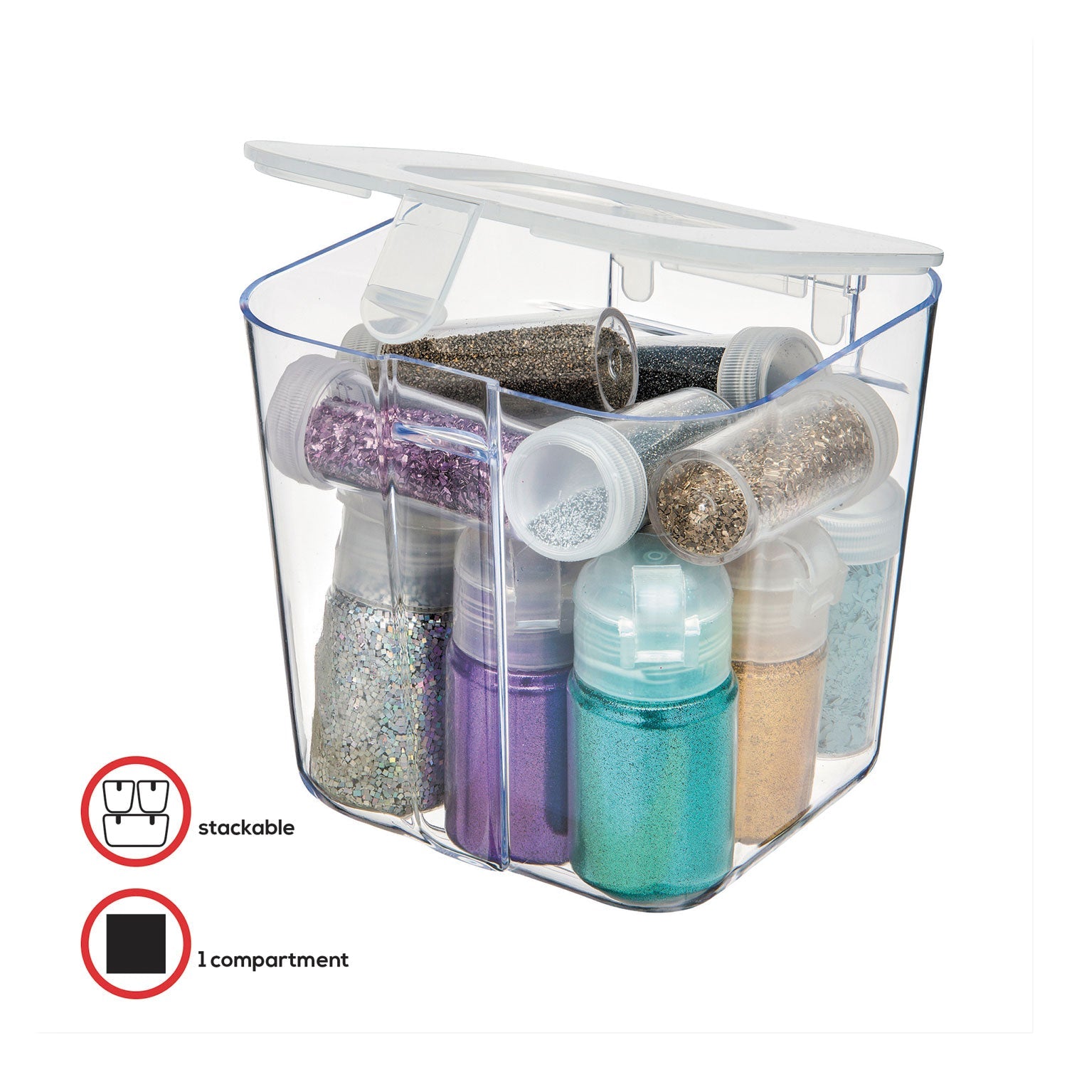 deflecto Stackable Caddy Organizer, Small, Plastic, 4.33 x 4 x 4.38, White