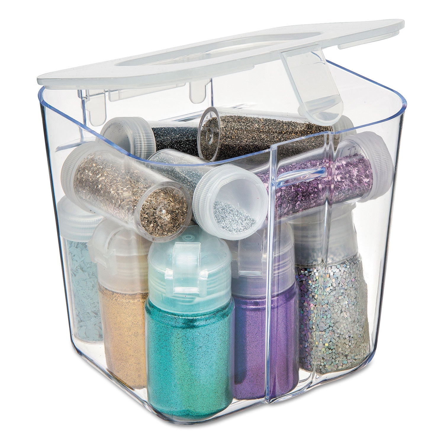 deflecto Stackable Caddy Organizer, Small, Plastic, 4.33 x 4 x 4.38, White