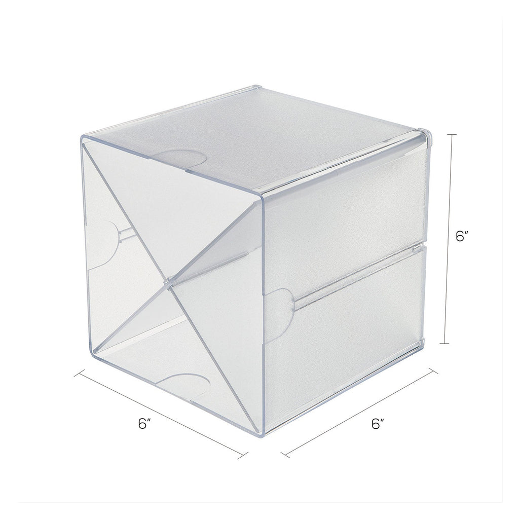 deflecto Stackable Cube Organizer, X Divider, 4 Compartments, Plastic, 6 x 7.2 x 6, Clear