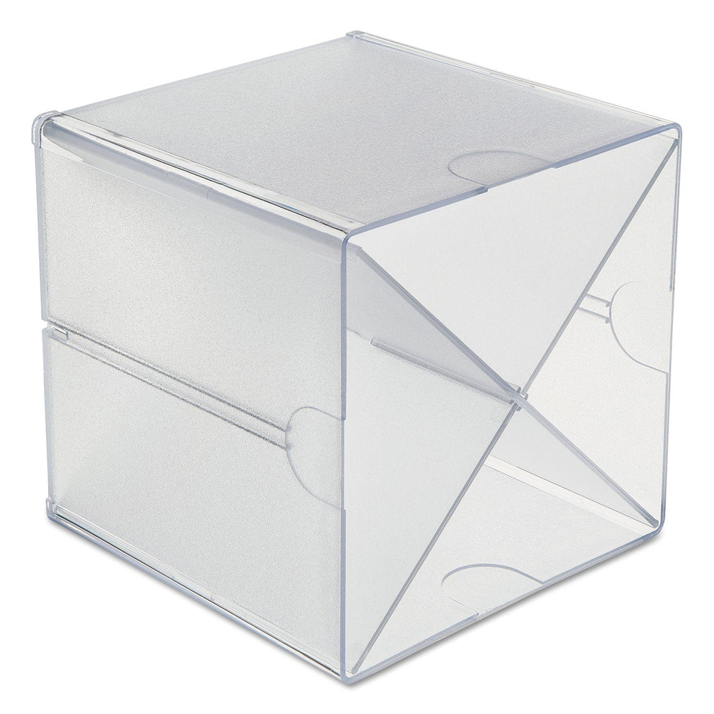 deflecto Stackable Cube Organizer, X Divider, 4 Compartments, Plastic, 6 x 7.2 x 6, Clear