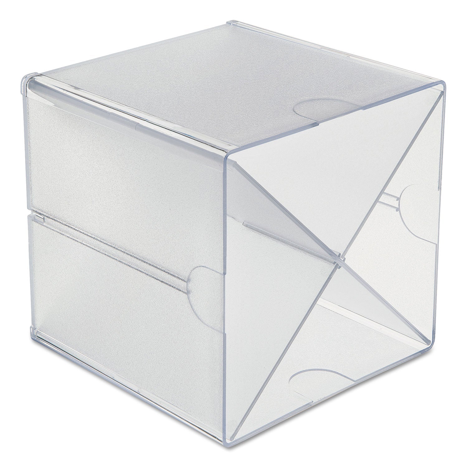deflecto Stackable Cube Organizer, X Divider, 4 Compartments, Plastic, 6 x 7.2 x 6, Clear