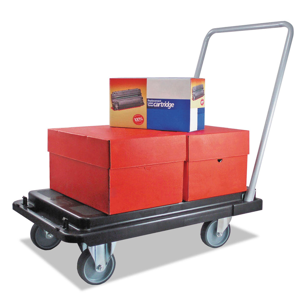 deflecto Heavy-Duty Platform Cart, 500 lb Capacity, 21 x 32.5 x 37.5, Black