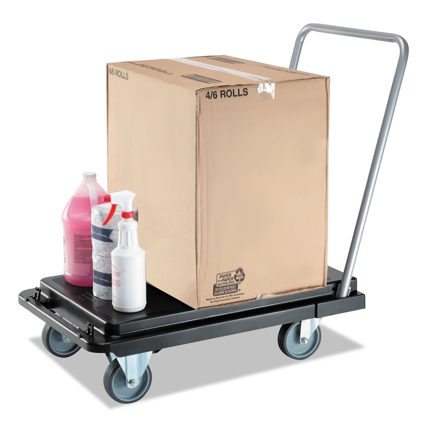 deflecto Heavy-Duty Platform Cart, 500 lb Capacity, 21 x 32.5 x 37.5, Black