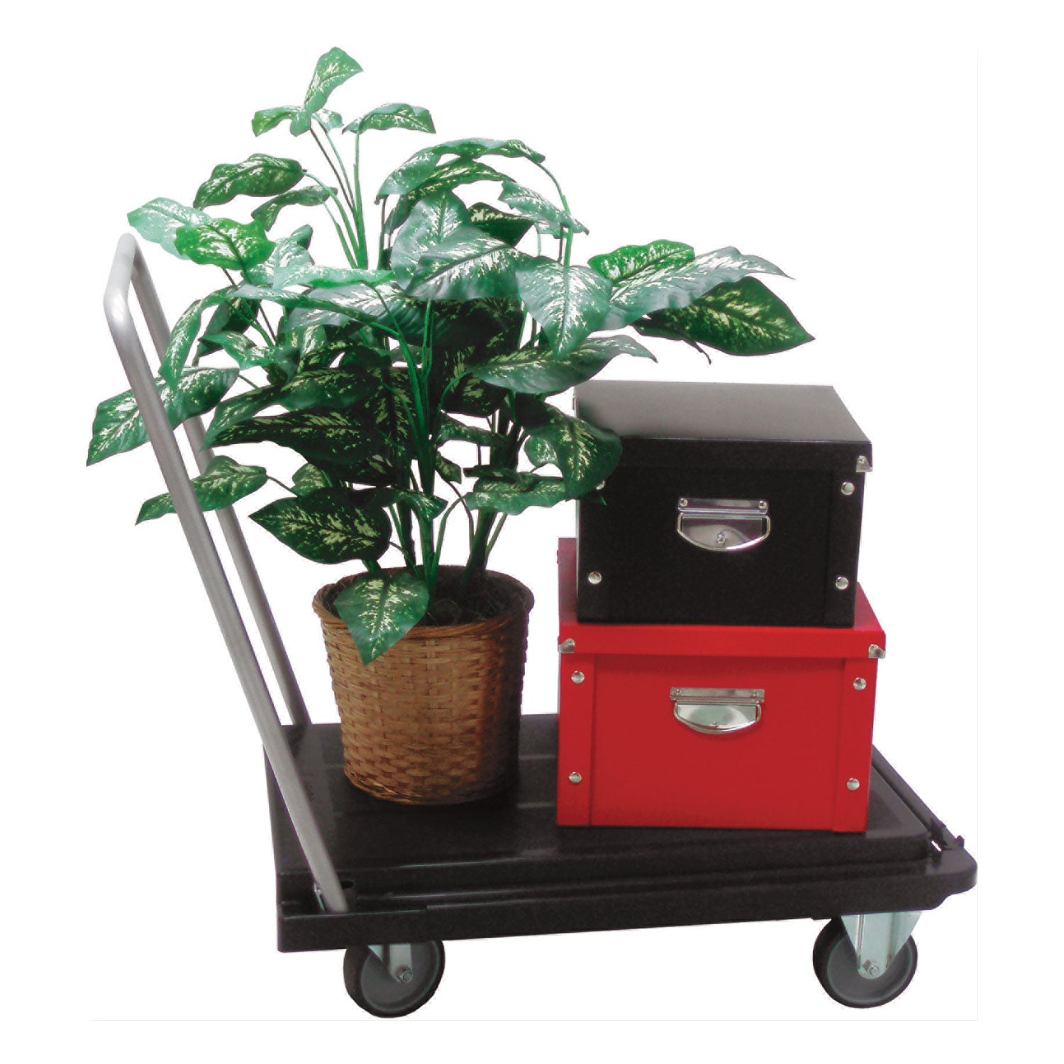 deflecto Heavy-Duty Platform Cart, 500 lb Capacity, 21 x 32.5 x 37.5, Black