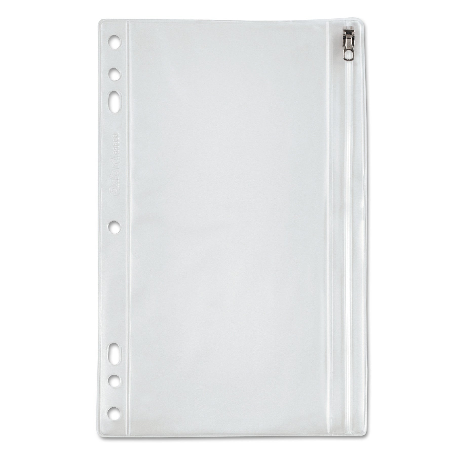 Oxford Zippered Ring Binder Pocket, 6 x 9.5, Clear