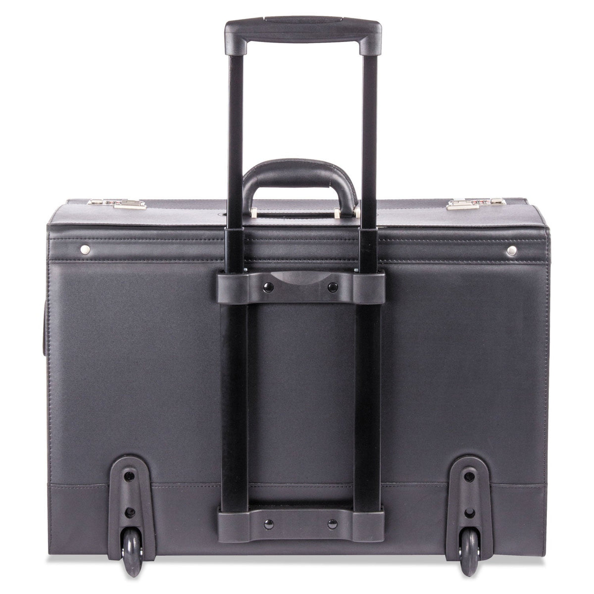 STEBCO Rolling Catalog Case, Fits Devices Up to 18.4", Leather/Riveted Steel/Tufide, 21.75 x 9.75 x 15.5, Black
