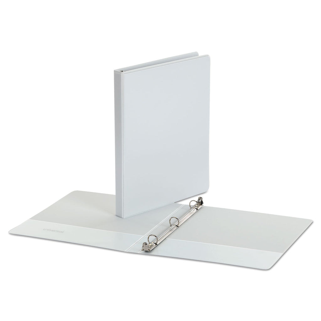 Universal Economy Round Ring View Binder, 3 Rings, 0.5" Capacity, 11 x 8.5, White, 6/Pack